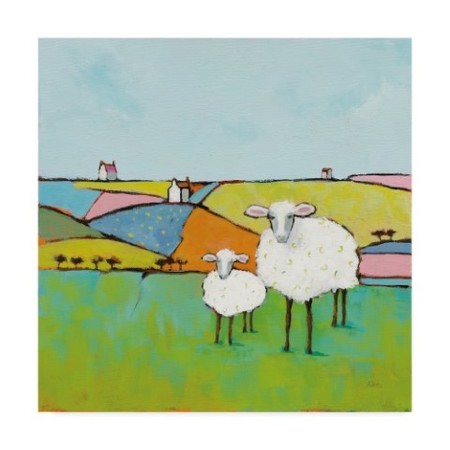 Phyllis Adams 'Sheep In Patchwork Meadow' Canvas Art,35x35